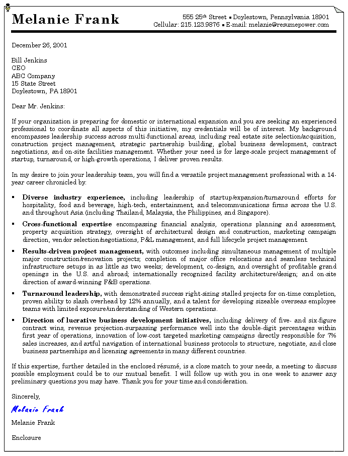 cover letter for resume project coordinator